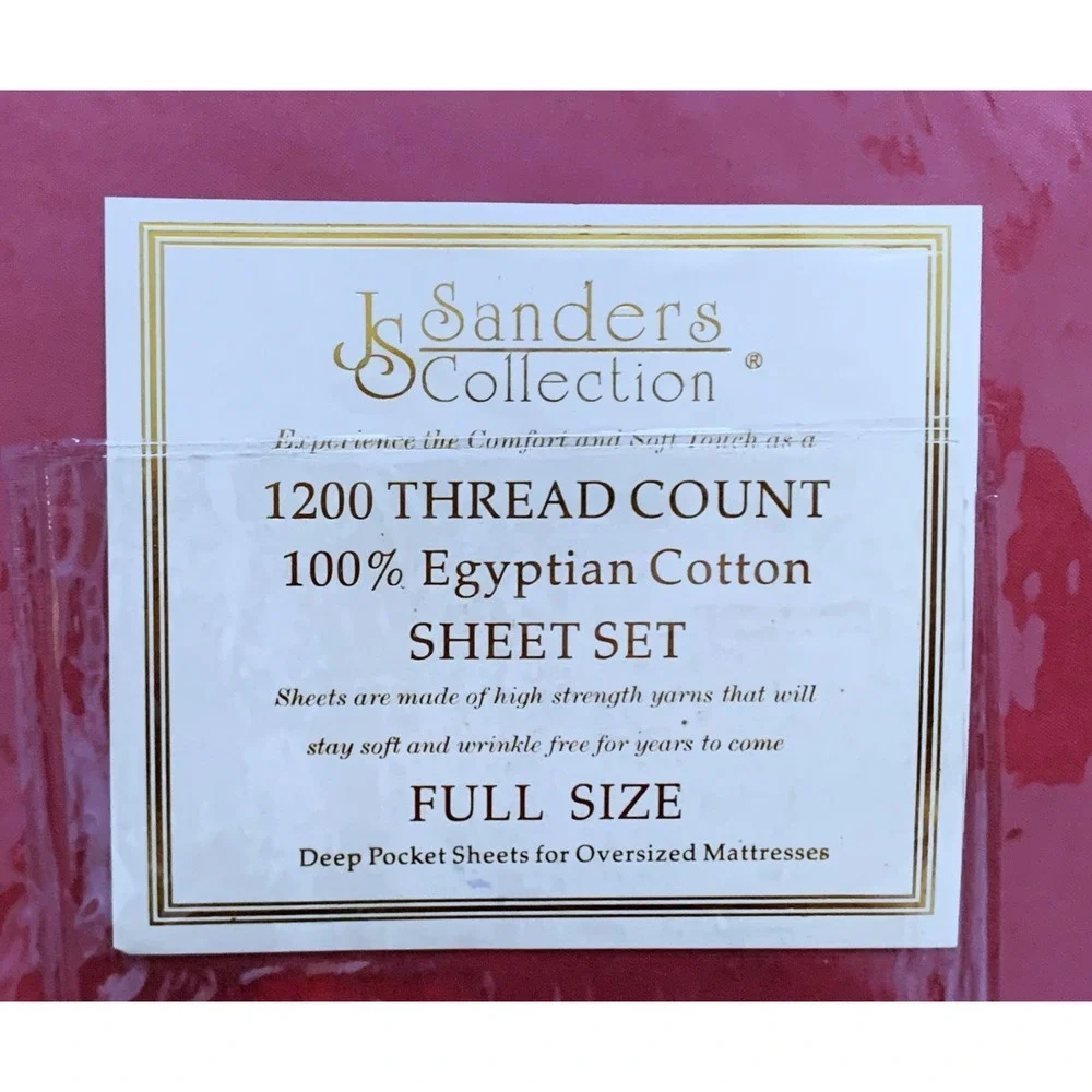 NEW Full / Double Burgundy Sheet Set 1200TC 100% Egyptian Cotton Sanders NOS pkg